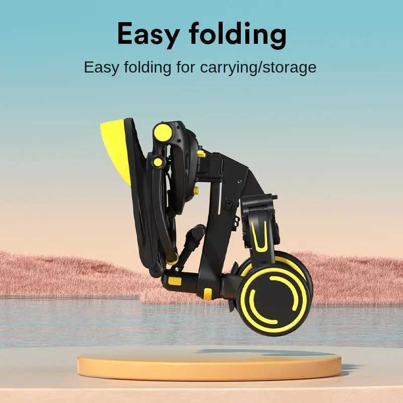 Childrens Tricycle 15 years old Multifunctional Folding Lightweight Stroller PU Wheel Shockproof with ning Pedal Tricycle W250910