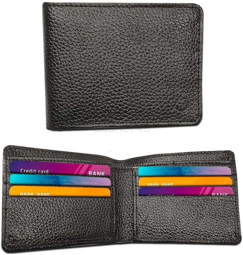 Leather Wallets For Men Vertical Bifold Wallet with 6 Card Slots BrownZ250910
