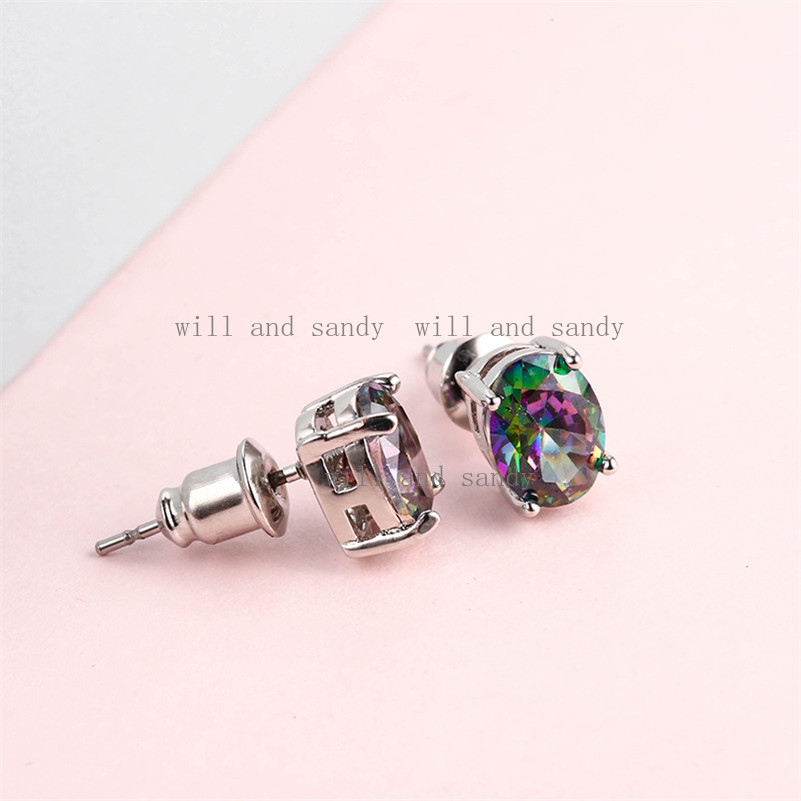 Sterling Silver Opal Stud Earrings for Women Wedding Earrings Square Cubic Zirconia Earrings Jewelry Mother Birthday Christmas Gift for Girls