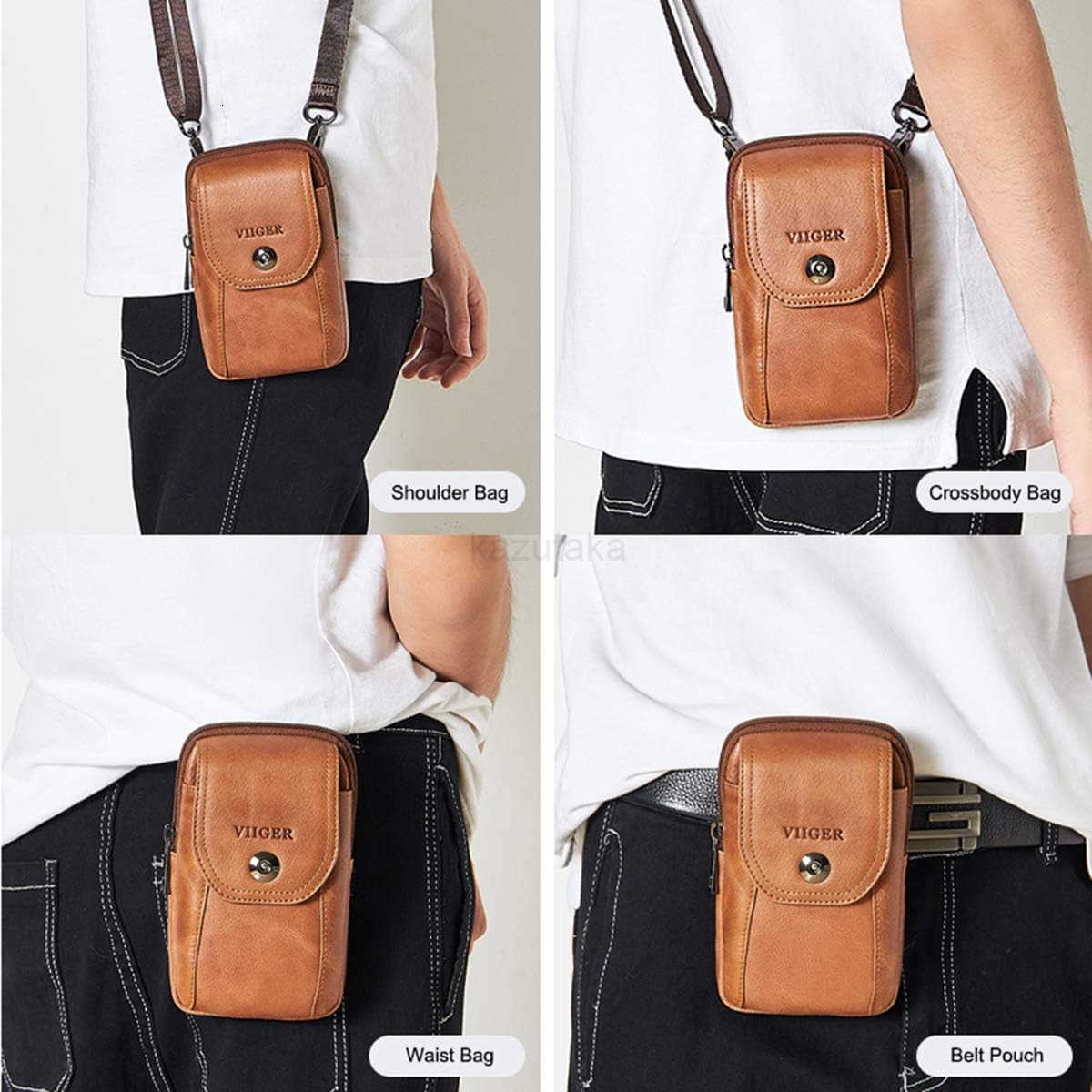 Genuine Leather Cell Phone Holster Magnetic Cover Belt Clip Pouch Compatible for iPhone 16 Pro Max Case 15 Pro Max S25 Ultra with Belt Loop Crossbody 