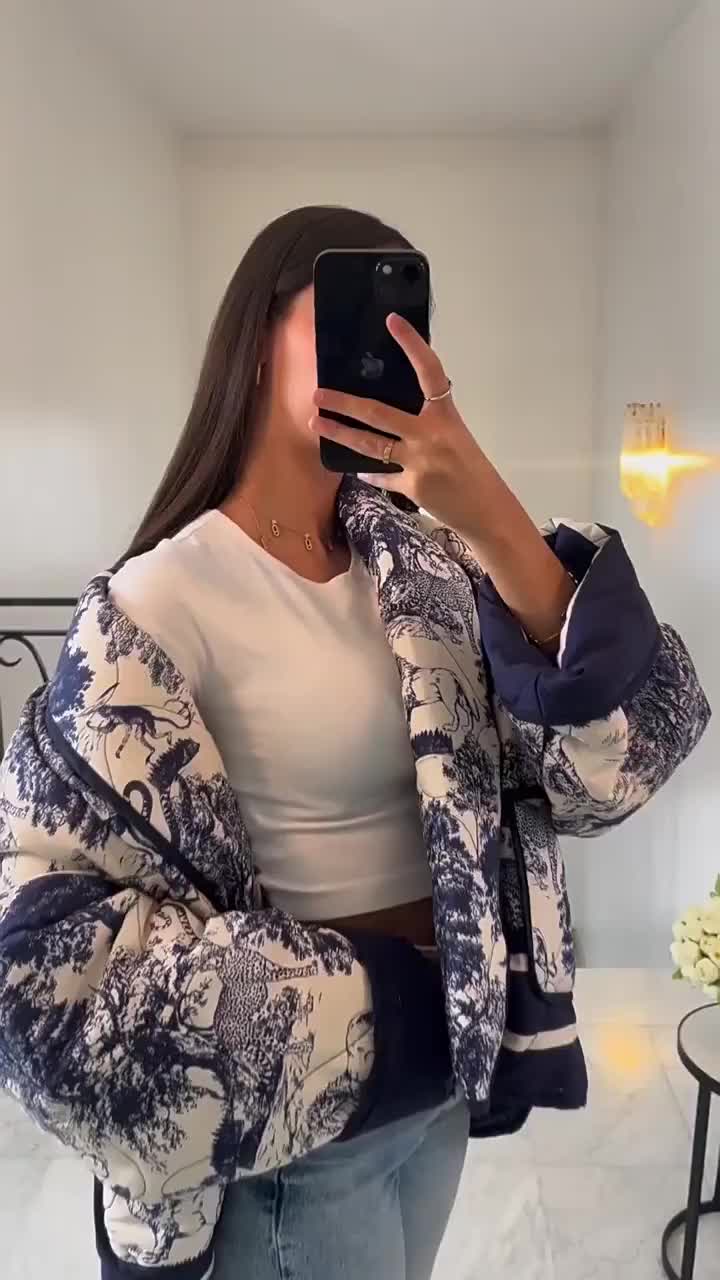 Women's Retro Print Contrast Jacket Coat Lapel Long Sleeve Double Pocket Casual Cardigan Fall Winter Female Chic Overcoat