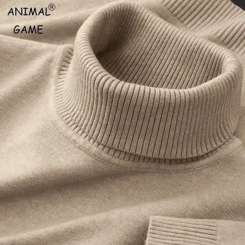 New Mens Knitted Sweaters Solid Color Turtleneck Breathable Pullovers Warm Outdoor Basic Streetwear autumn Business Tops dongdumaoyi