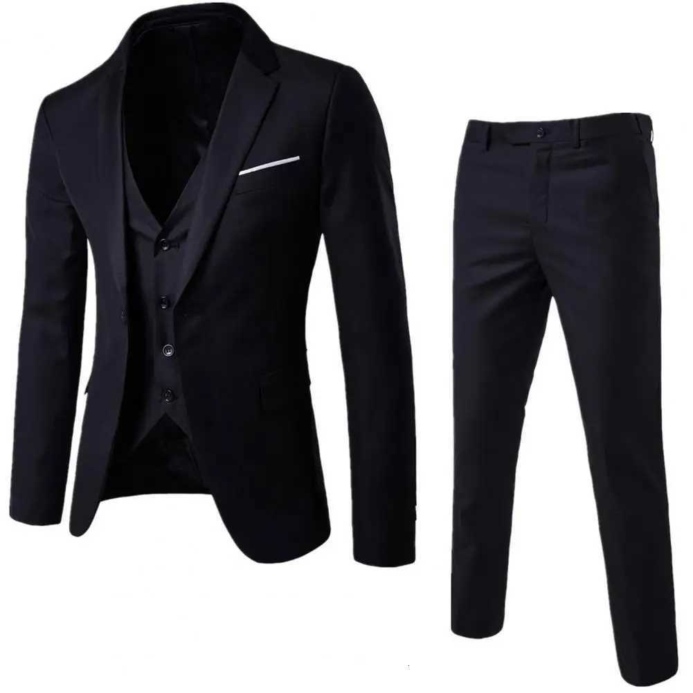 Men Threepiece Suit Mens Formal Business Style Slim Fit Wedding Suit Set with Silky Smooth Antiwrinkle Fabric Turndown W250910