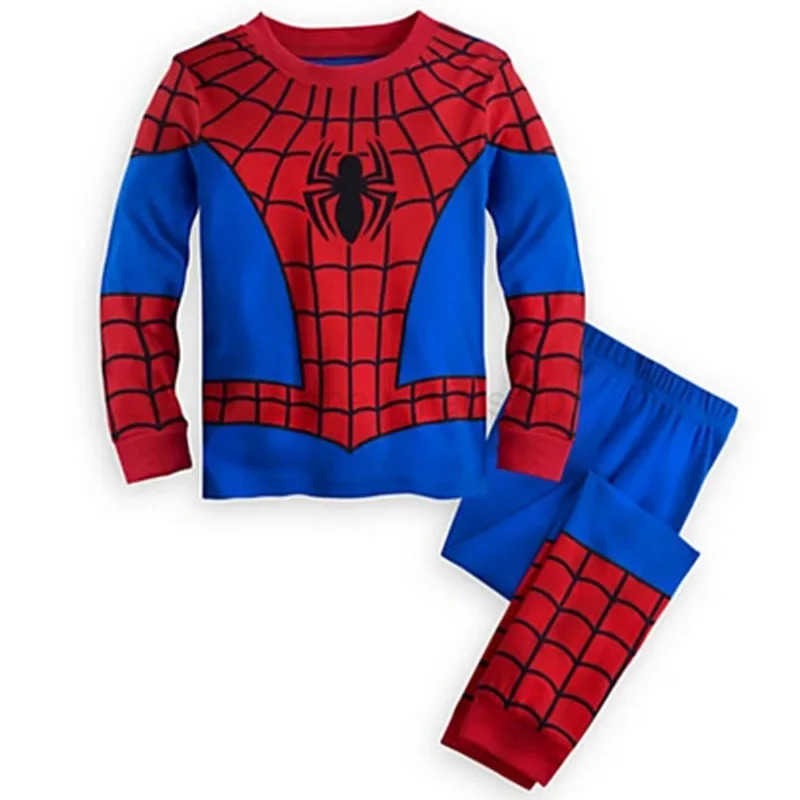 Disney Boys Superhero Cosplay Pajama Set Avengers Spiderman Iron Man Nightwear Pyjamas Long Sleeve Top Pants Homewear Christmas OutfitsXJ250910
