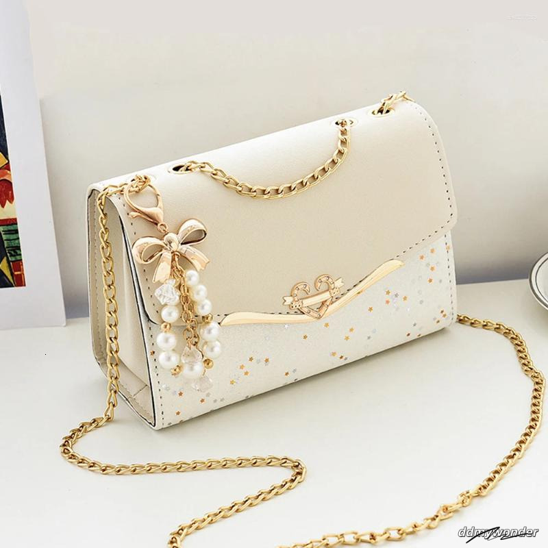 Shoulder Bags Trendy Fashion Ladies Crossbody Small Square Bag Girls Cross Tassel Pendant Sequin Embellished PU Polyester ddmywonder ddmywonder