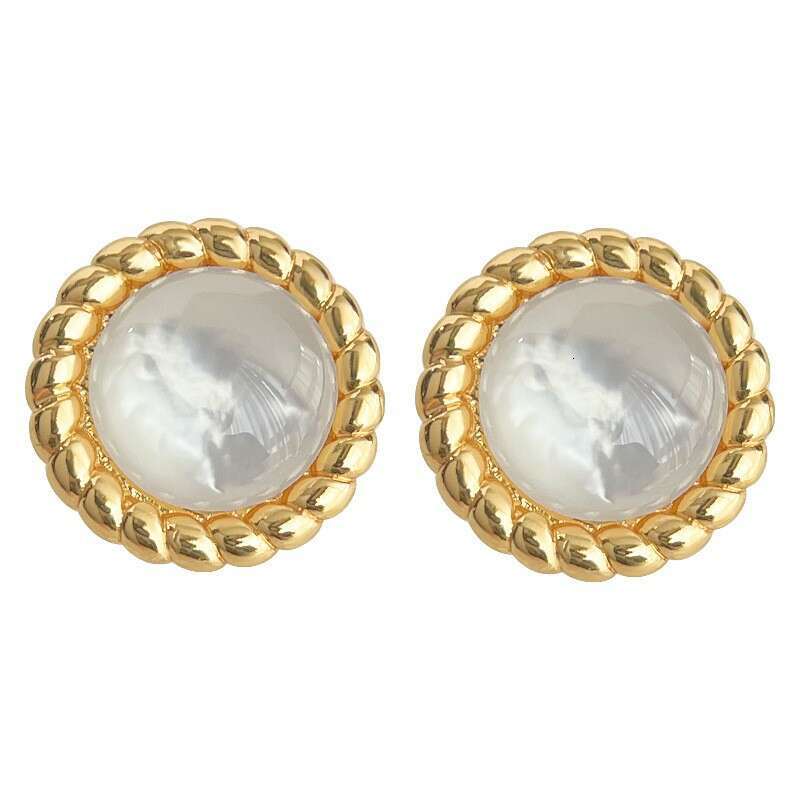 Minimalist Round Natural Shell Simple Small Fashion Versatile High-end Earrings Jewelry
