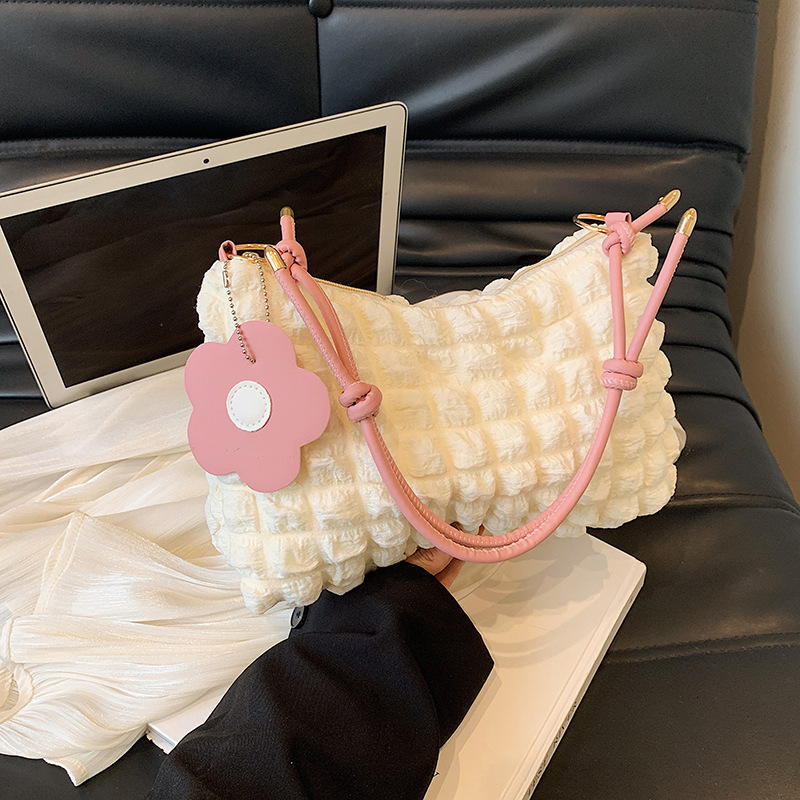 Pleated Large Capacity Fashion Free Shipping Korean Style Solid Color Fresh Knot Luxury Bag Shoulder Strap Designer Bag Small Bag For Women New Crossb