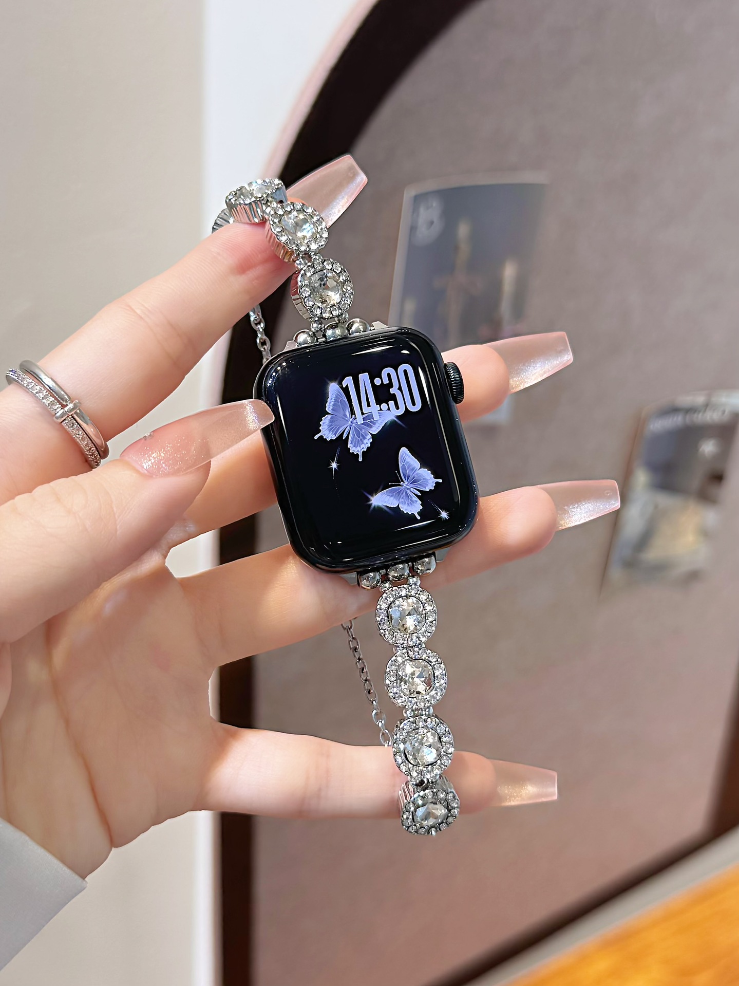 2025 Color Diamond Metal Chain Advanced Suitable for Apple Watch Strap Fashion 38mm 40mm 41mm 42mm 44mm 45mm iWatc Series Luxury Designer Golden Diamo