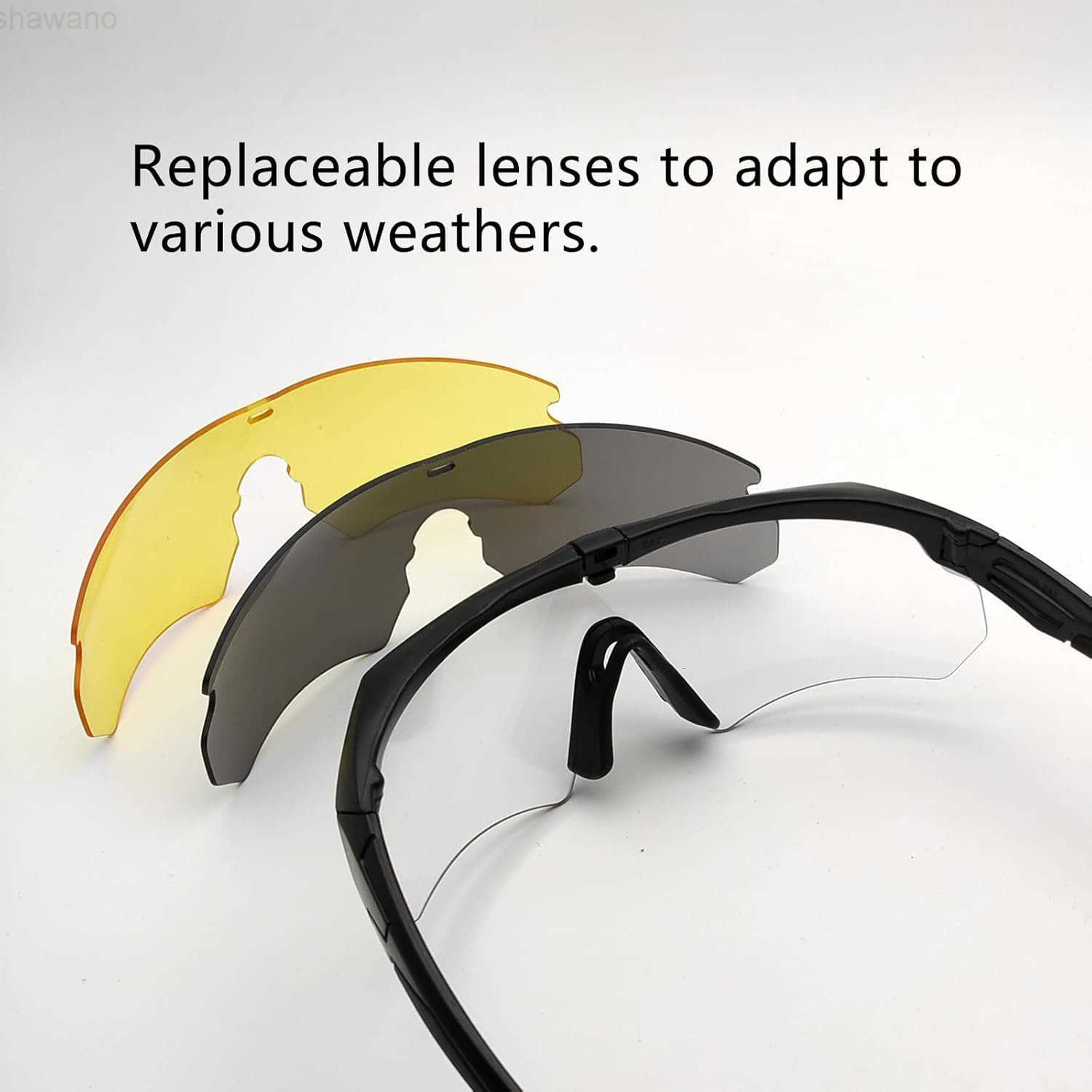 Tactical Eyewear Outdoor Unisex Shooting Glasses with 3 Interchangeable Lens Airsoft GoggleW250910