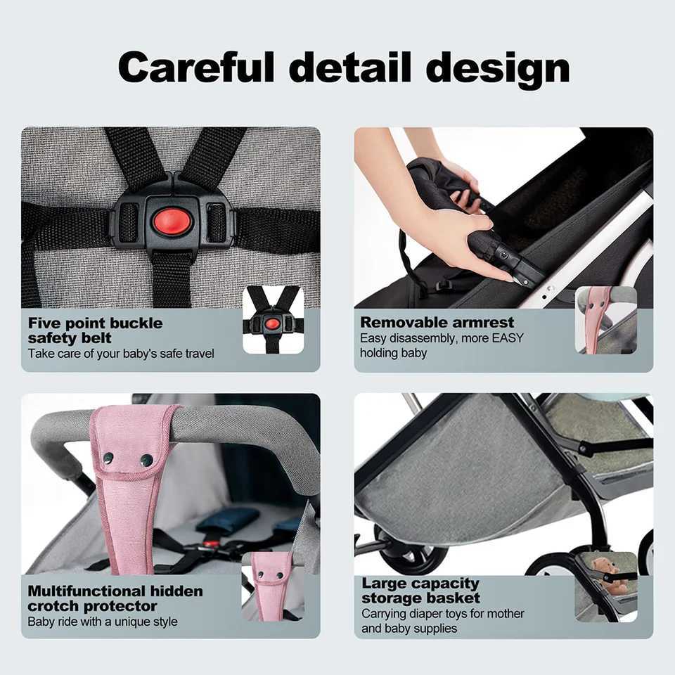 Lightweight Baby Stroller Compact Toddler Travel Stroller For Airplane Infant Stroller W 5Point Harness Adjustable Backrest W250910