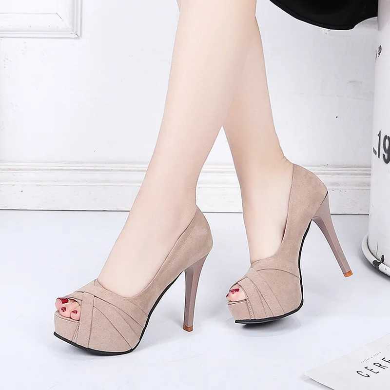 Trendy Slim Heeled Fish Mouth Womens Shoes 2024 New Design Sense Versatile Waterproof Platform Super High Heels Single Shoe W250910