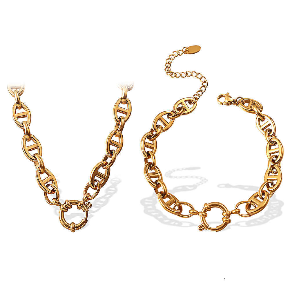 New Stainless Steel Japanese Style Pig Nose Buckle Bracelet Niche Design Sense Simple Personality Minimalist Necklace Jewelry