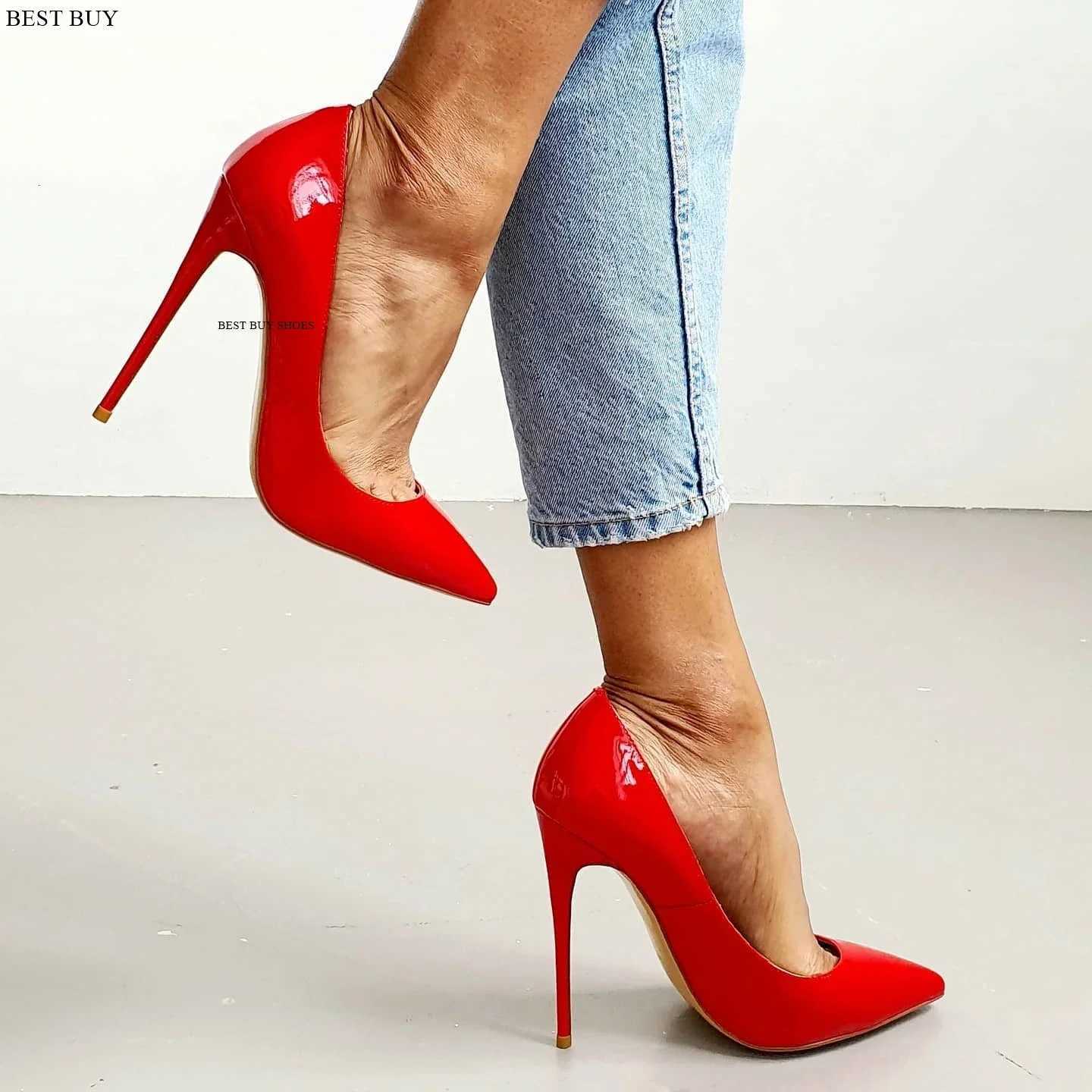 Sexy Style Burgundy Patent Leather Shallow Pumps Stilettos High Heel Women Shoes SlipOn Pointed Toe 2024 Zapatos Para Mujere W250910