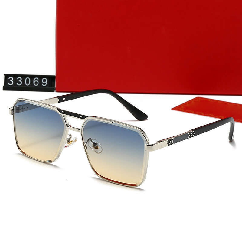 New Men and Women Double Bridge Metal Square Frame Fashion Casual Sunglasses Driving Glasses 33069
