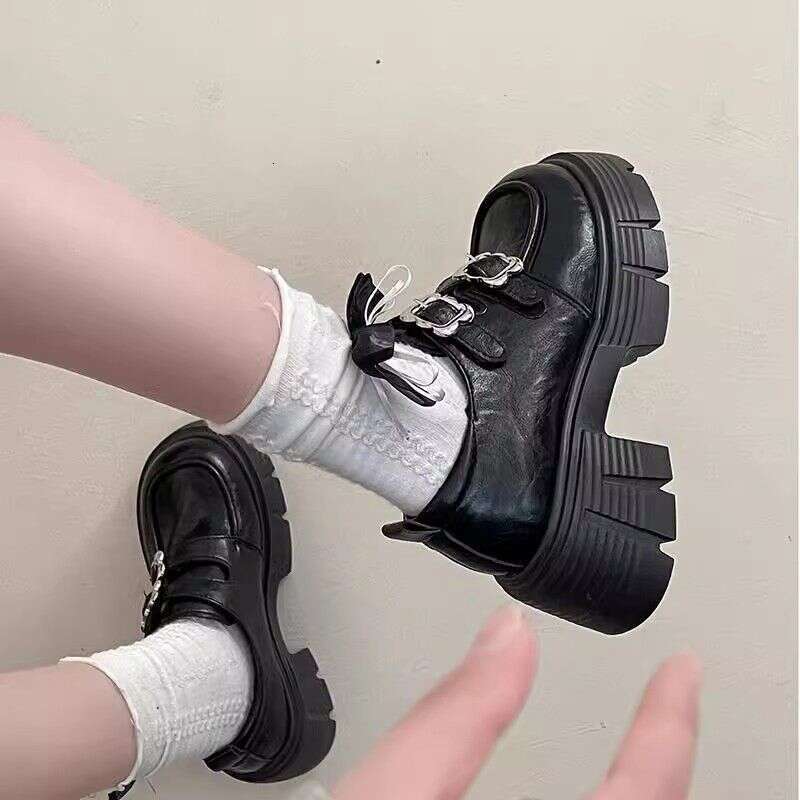 Chunky Heel Designer Shoe Thick Sole Petite Mary Jane Leather Shoes British Style Loafers for Women 2025 Autumn New