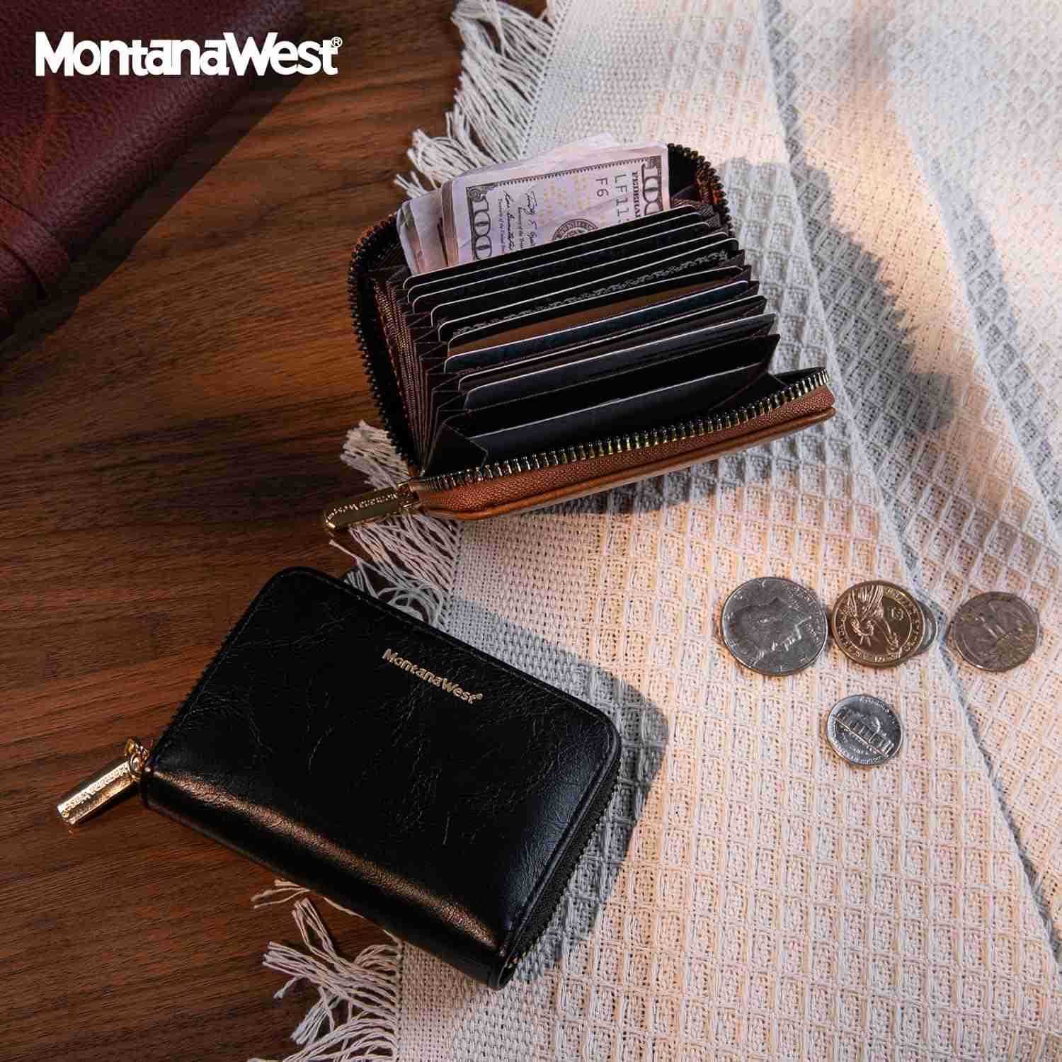 West Rfid Card Holder For Women Compact CARD Case Small Card Wallet with Zipper For Female Ladies Lightweight Easy to CarryZ250910