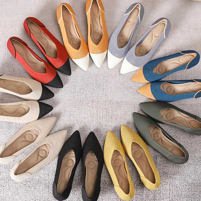 Womens Work High Heels 2025 New Knitted Breathable Thin Heels Fashion Color Matching Shoes Spring and Autumn Seasons W250910