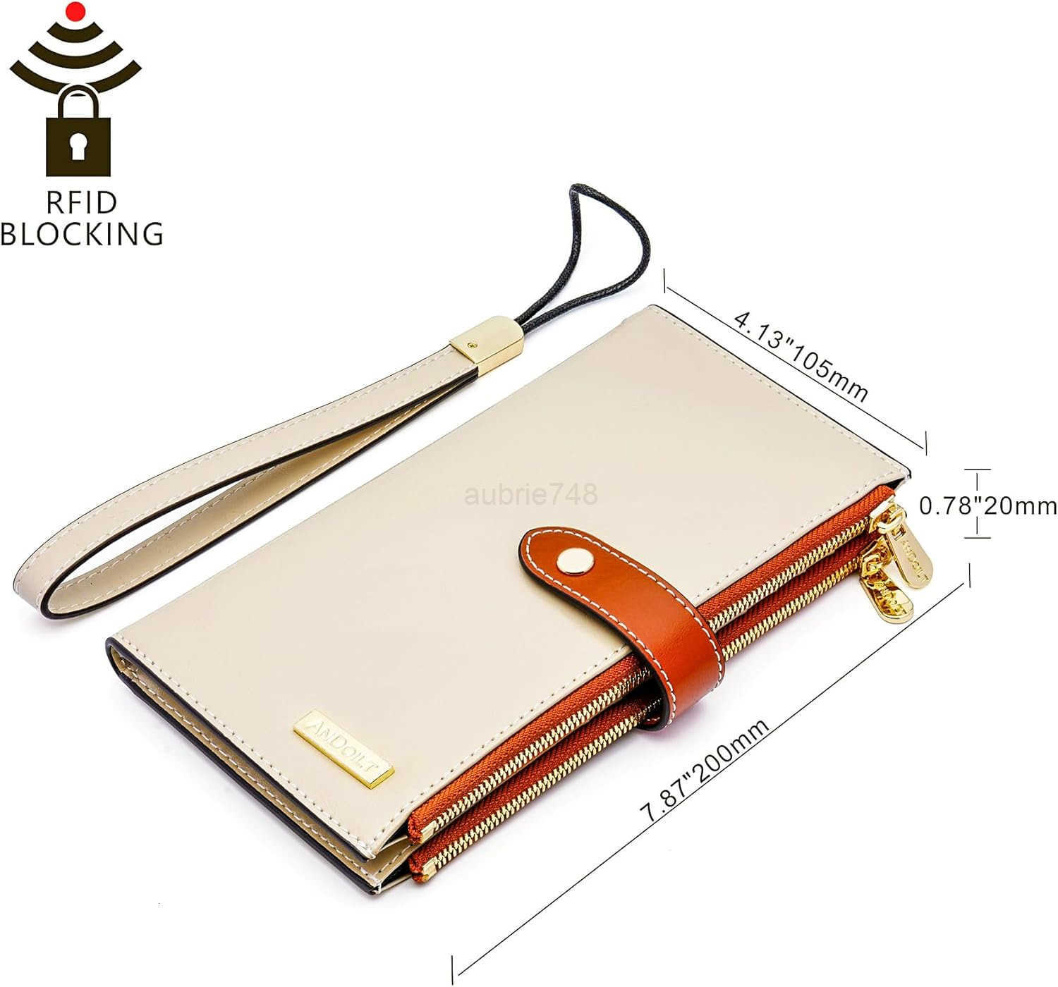 Womens Genuine Leather Wallet RFID Blocking CARD Holder Zipper Purse Cell Phone HandbagZ250910