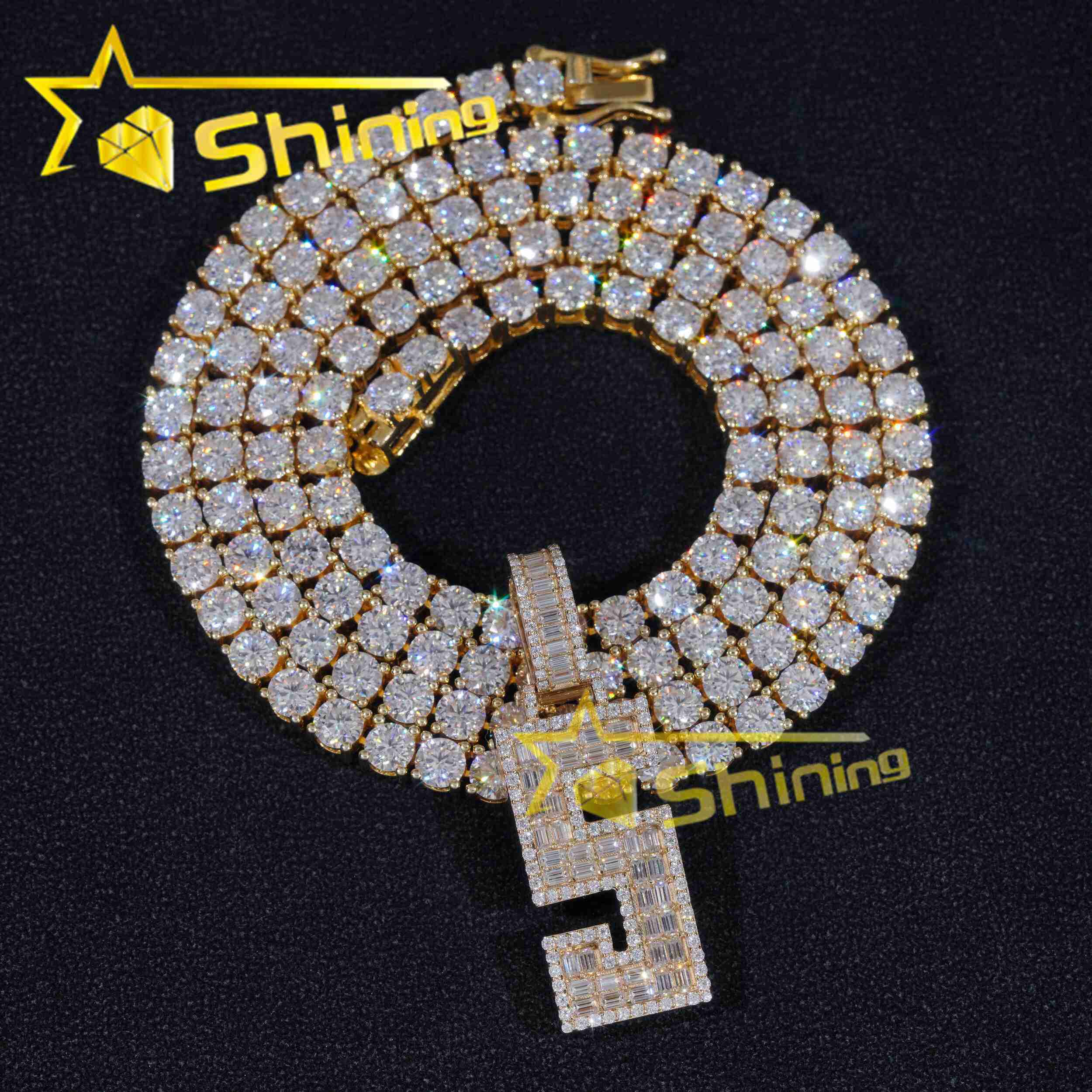 10K Solid Gold Pendant Vvs Moissanite Diamond Iced Out Pendant Pass Diamonds Tester Pendant Fine Jewelry