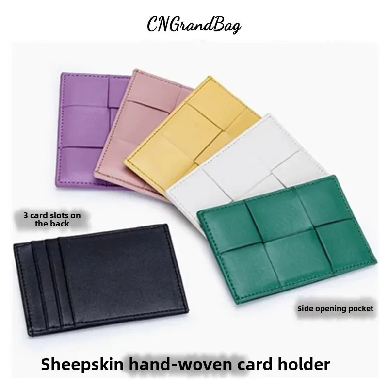 UltraThin Leather Coin Purse Versatile Small Card Holder Handcrafted Sheepskin Woven MultiCard Slot ID Card Holder250906