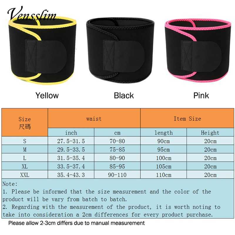 Vensslim Sports Waist Trimmer Sweat Body Shaper Belt Workout Slimming Belly Band for Men Gym Exercise Burn Fat Corset W250910