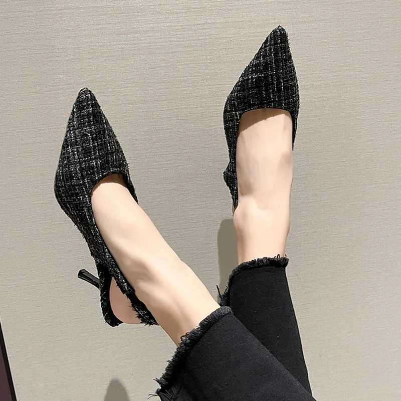 Brand Designer Slingbacks High Heels Pumps Women Blue Pointed Toe Party Shoes for Woman 2023 Summer Thin Heeled Sandals Ladies W250910