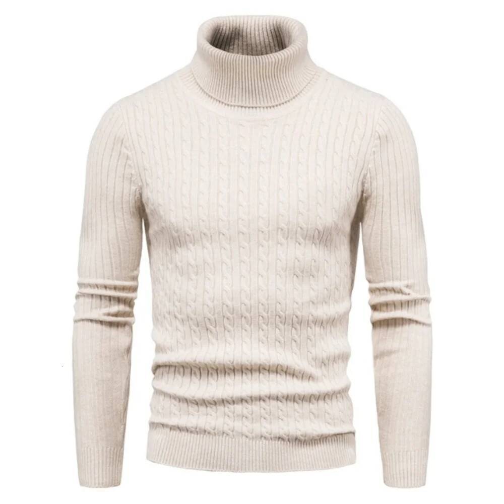 Autumn Winter Turtleneck Pullovers Warm Solid Color Men's Sweater Slim Pullover Men Knitted Sweaters Bottoming Shirt dongdumaoyi