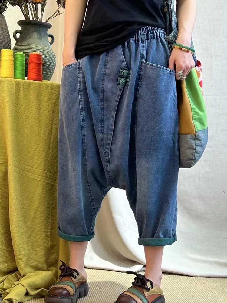 2025 Summer Ladies Chinese Loose Cross Pants Womens Luxury Casual Harajuku Jeans Ladies Classic Vintage Denim Trousers Z250910