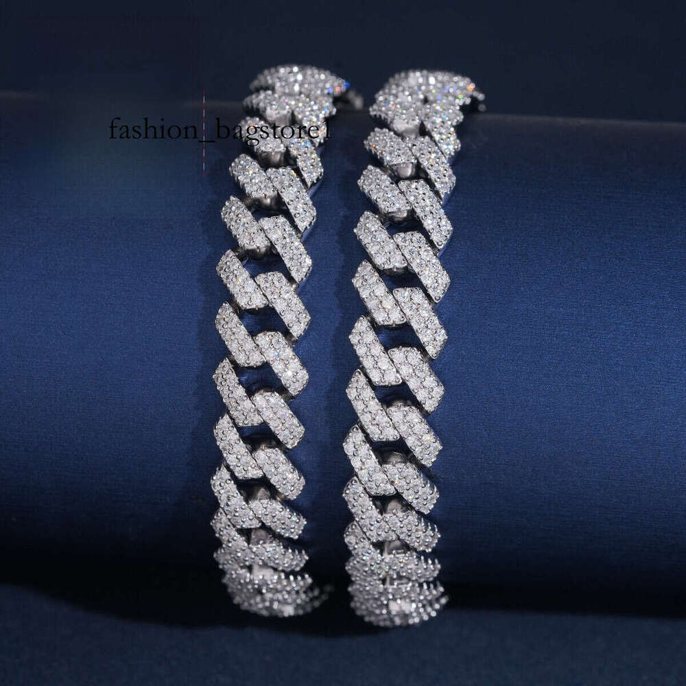USA Local Stock Iced Out Dia Fast Ship Custom Hip Hop Jewelry Sier VVS Moissanite Shining Cuban Link Bracelet