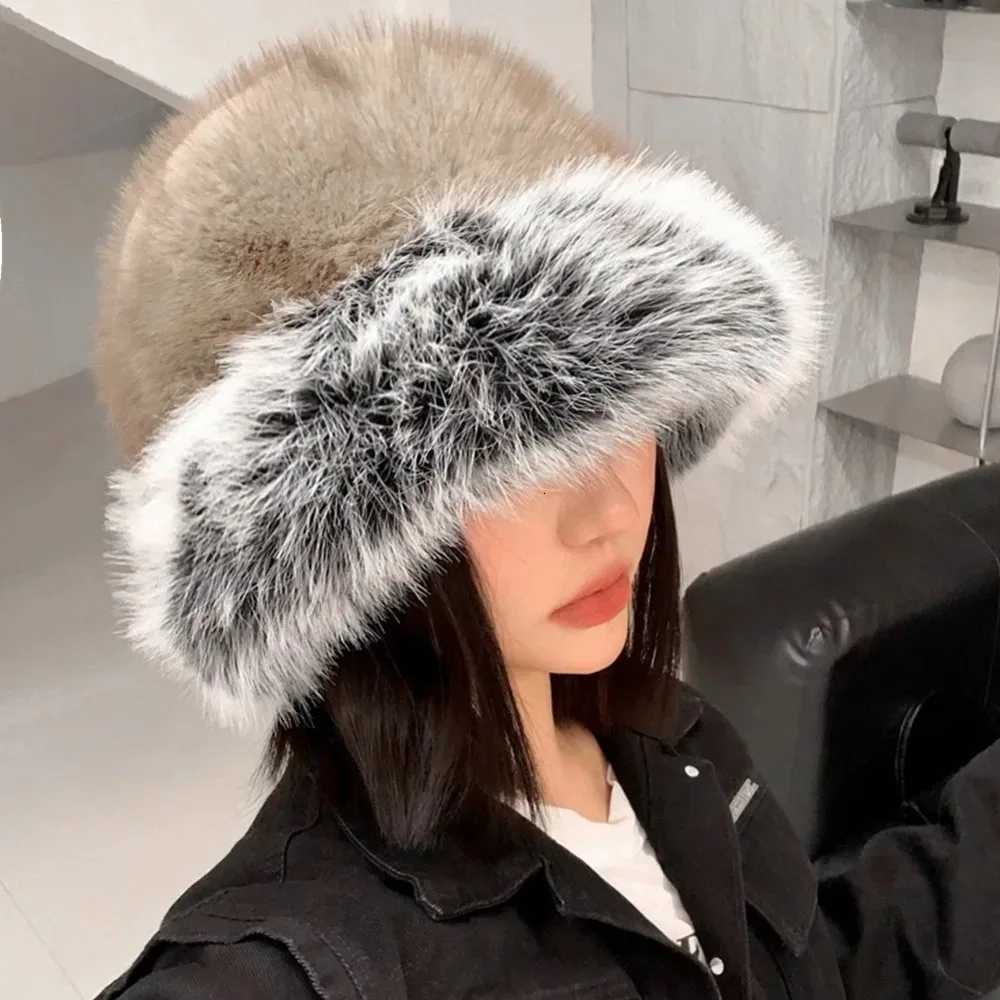 Winter Warm Hat for Women Men Unisex Faux Fur Mongolian Hat Two Tone Cololock Fluffy Plush Trper Beanie C for Cold WeatherXJ250910