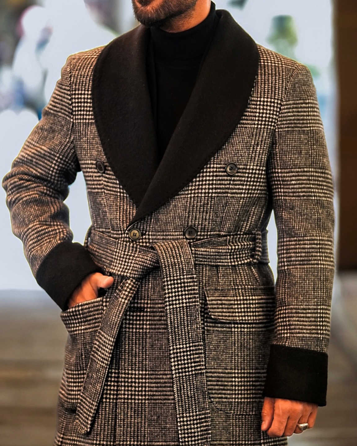 Winter Striped Overcoat Men Suit Slim Fit Coat Tailor-Made Party Beads Suits Groom Groomsman Formal Occasions Size Customized Hot Sale C1740