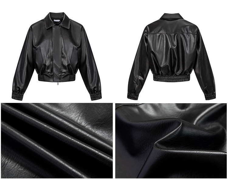 pilot jacket Cleanfit Trendy Short Padded Shoulder Jacket for Men, New Loose Retro Leather Coat for Spring and Autumn 41