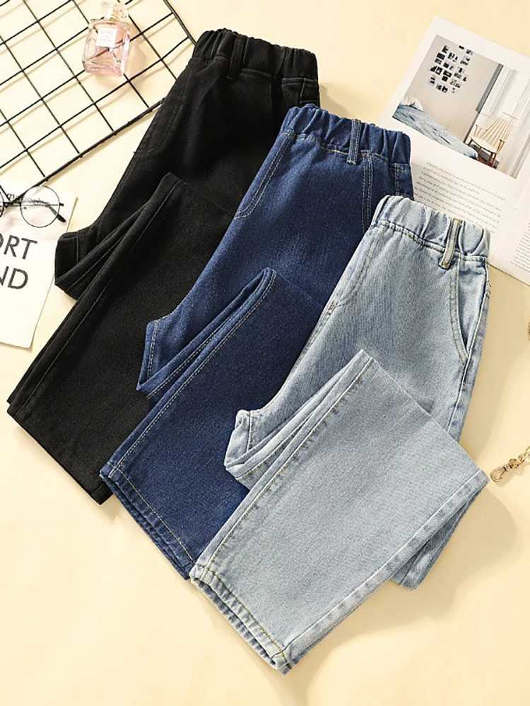 Autumn Casual Elastic High Waist Women Jeans Loose Versatile Solid Color Simple Cozy Washed AllMatch Female Ankle Length Pants Z250910