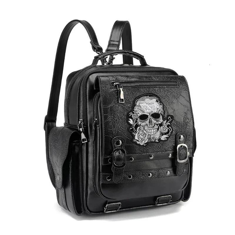 Goth Style Large Capacity Women's Backpack,Skull Decoration Computer Bag,Multi-function Unisex Waterproof Backpack high-quality