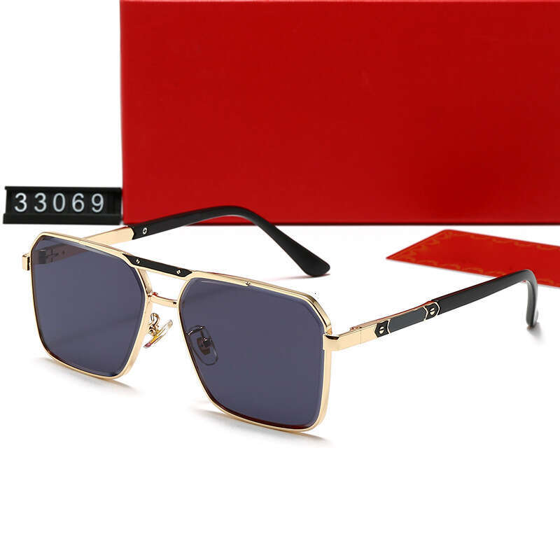 New Men and Women Double Bridge Metal Square Frame Fashion Casual Sunglasses Driving Glasses 33069
