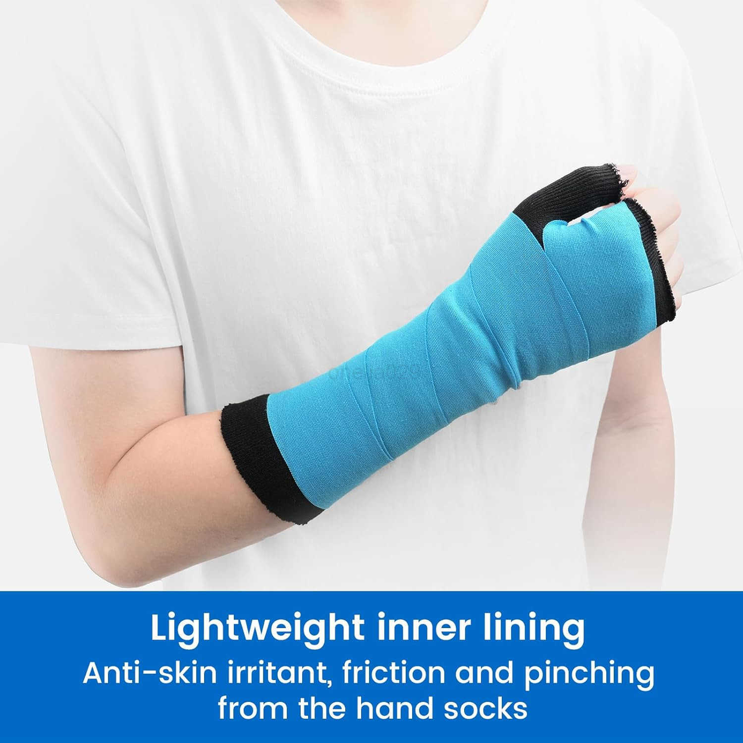 Hand Socks for Splint Pack of 10 Elastic Cotton Stockinette Tubing for Arm Wrist Brace with Thumb Spica Liner Gauze Sleeve Under Cast Wrap Arm Cover f