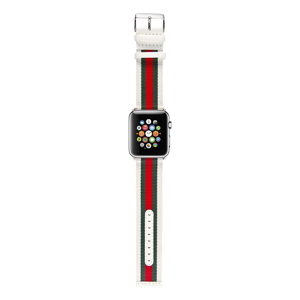 Suitable for Watch Nylon Genuine Leather Strap Watch Striped Color Block Leather Casual Strap 250711
