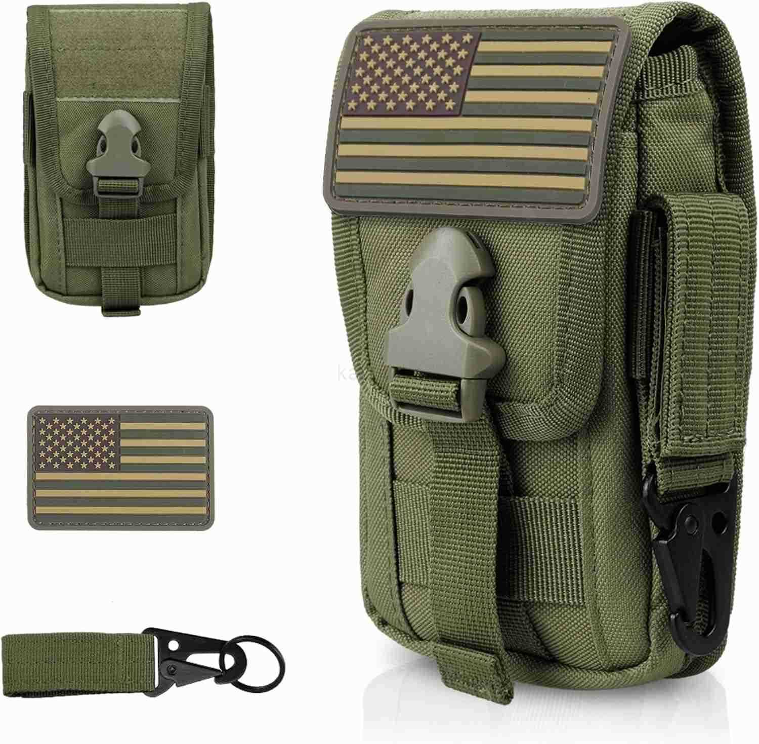 Tactical Phone Pouch MolleSmartphone Holster Bag EDC Utility Cellphone Lock Card Holder Organizer Fit for Waist Belt Case Include Tactical Gear Clip a