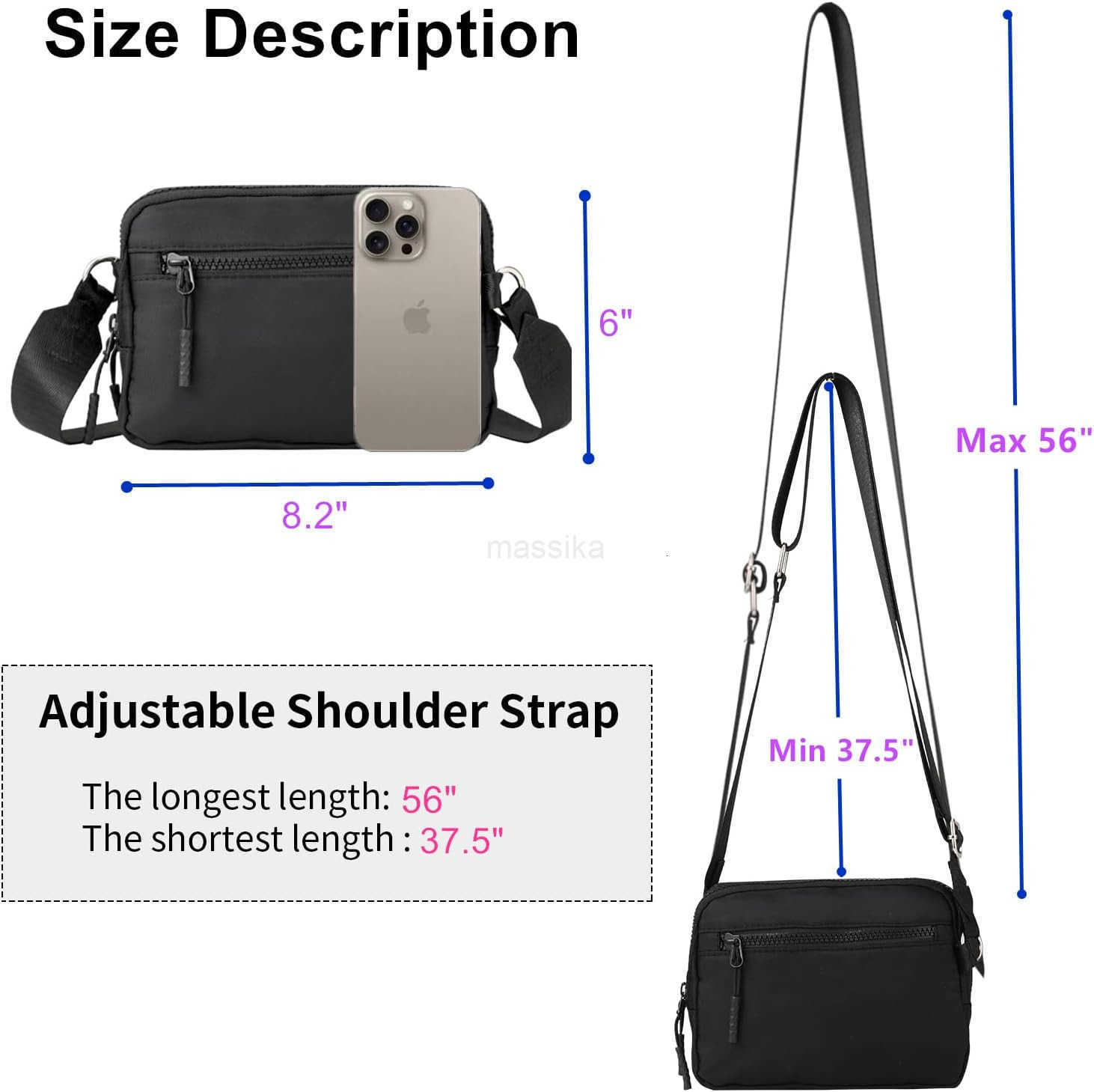 Small Crossbody Purses for Women Mini Shoulder Bag 82 W x 6 H with Adjustable Strap Travel Gift M250910