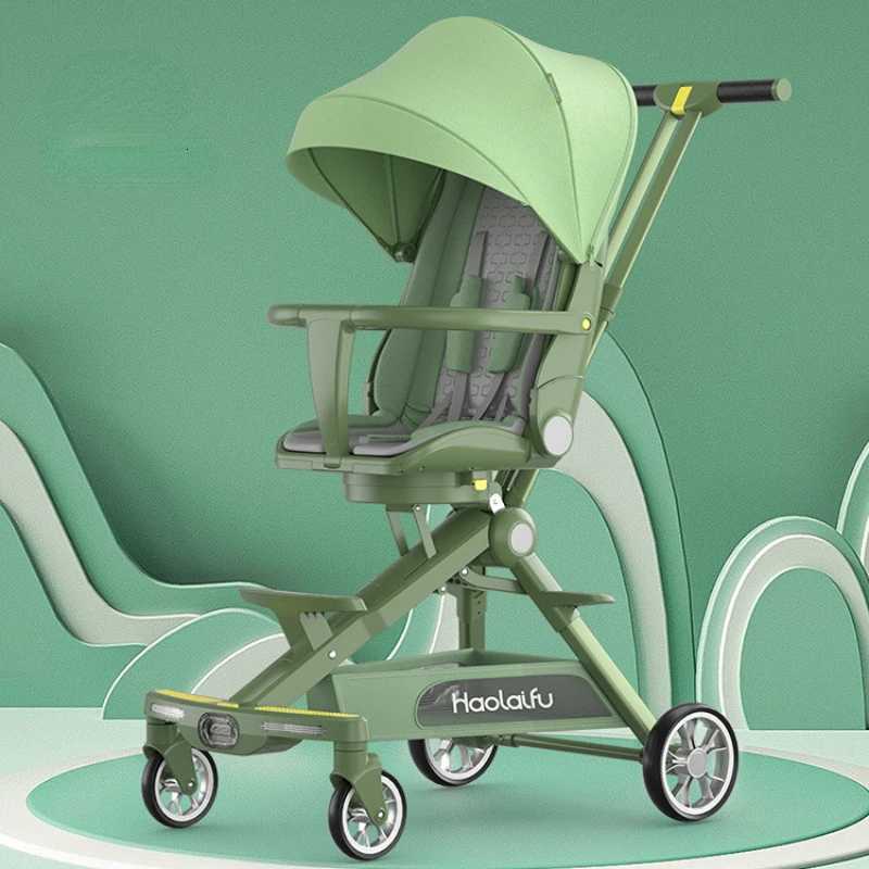 High view baby stroller can sit and lie light folding baby pram Portable Folding lightweight baby stroller four wheels cart W250910