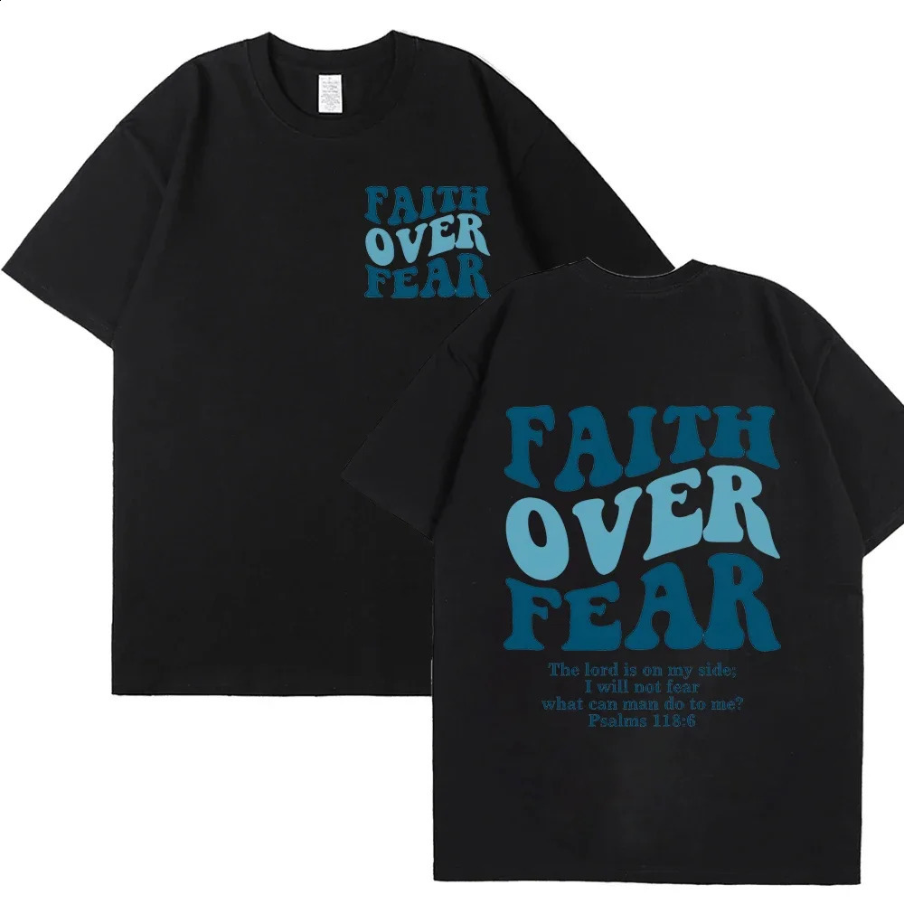 Faith Over Fear Christian Women Tshirts Clothes Jesus Fashion Trendy Bible Verse Sportwear Aesthetic 250910