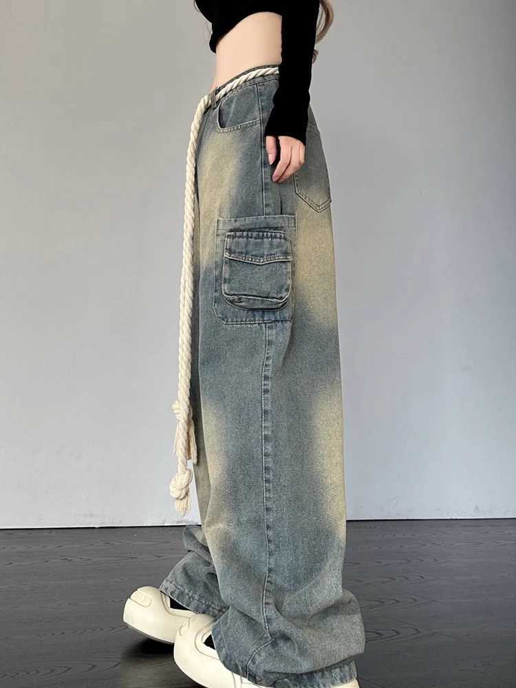 Women Fashion Wide Leg Baggy Jeans Streetwear Vintage Baggy Denim Pants Lady Korean Retro Patchwork Red Heart Oversized Trousers Z250910