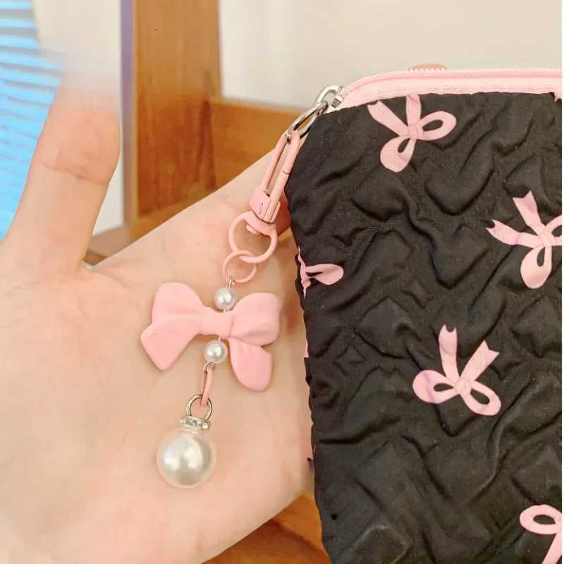 Cute Pink Bow Makeup Bag Mini Storage Case for Lipstick Card Sanitary Napkin Holder Womens Cosmetic PouchXJ250910