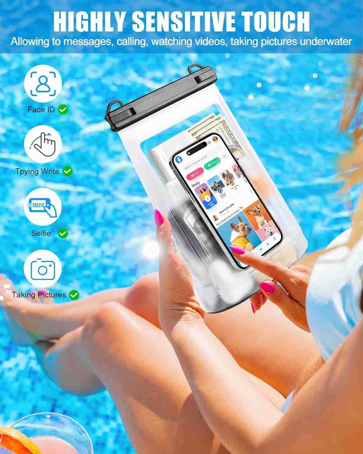 12L Waterproof Phone Pouch for iPhone 16 15 14 11 Pro Max S24 S21 Floating Large Capacity Dry Bag Stores Sunscreen Sunglasses Oversized Waterproof Bag