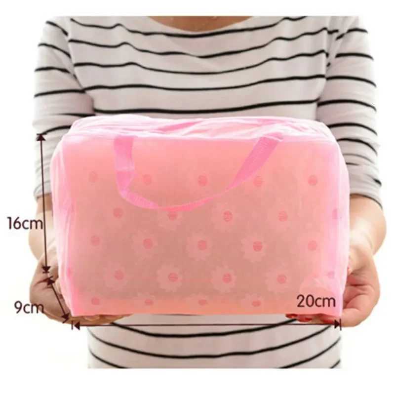 Translucent Handbag Organizer Makeup Travel Cosmetic Bag Waterproof PVC Toiletry Kits Bathroom Storage Wash Bag Daisy HandbagXJ250910