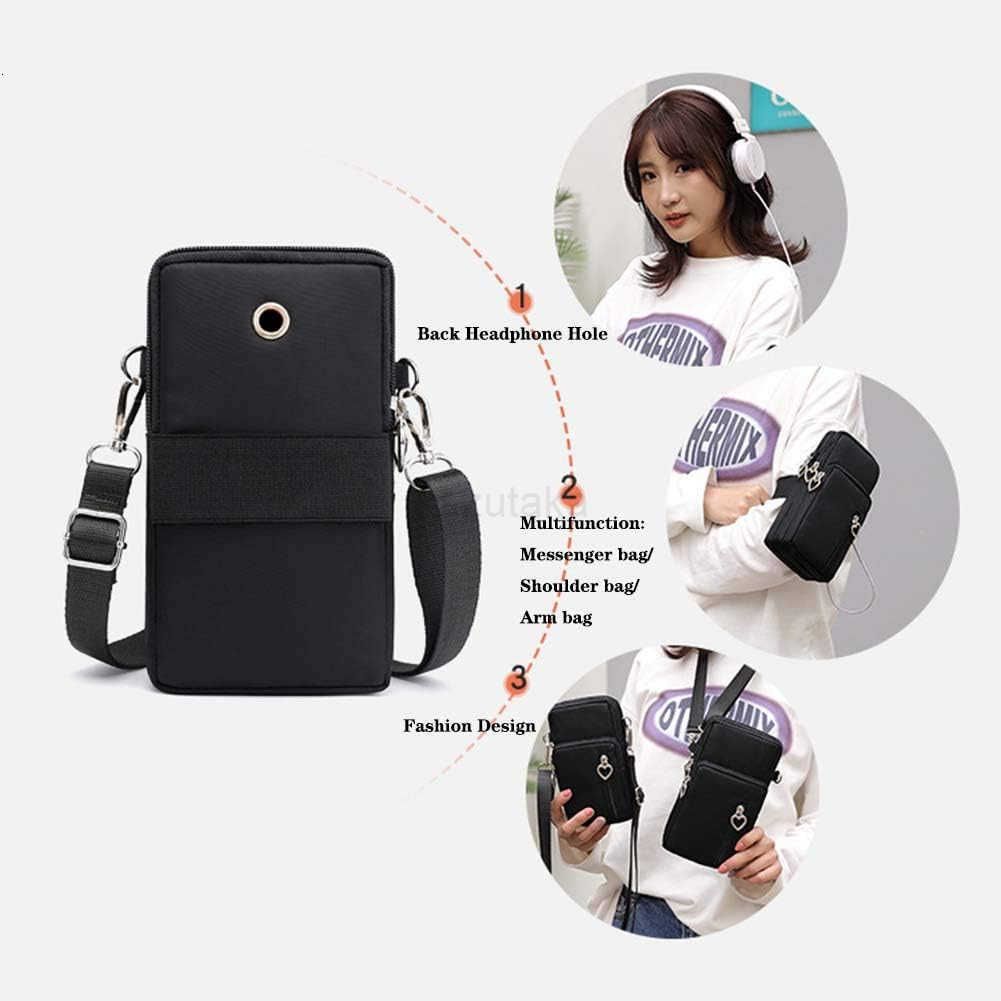 Crossbody Phone Purse Nylon Shoulder Pouch Walking Wallet Wristlet Sport Armband Z250910