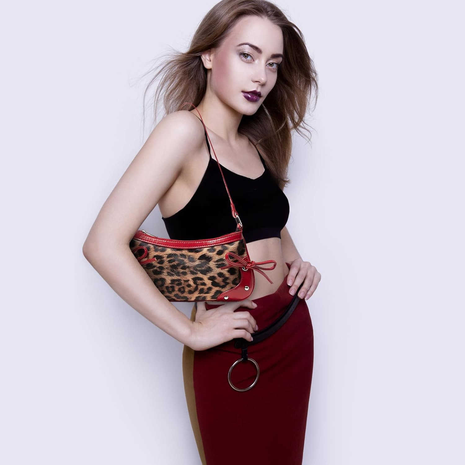 Fashionable Leopard Womens Crossbody Bag Shoulder Bag Clutch Purse Vintage Chic for Everyday and Formal Occasions Black M250910