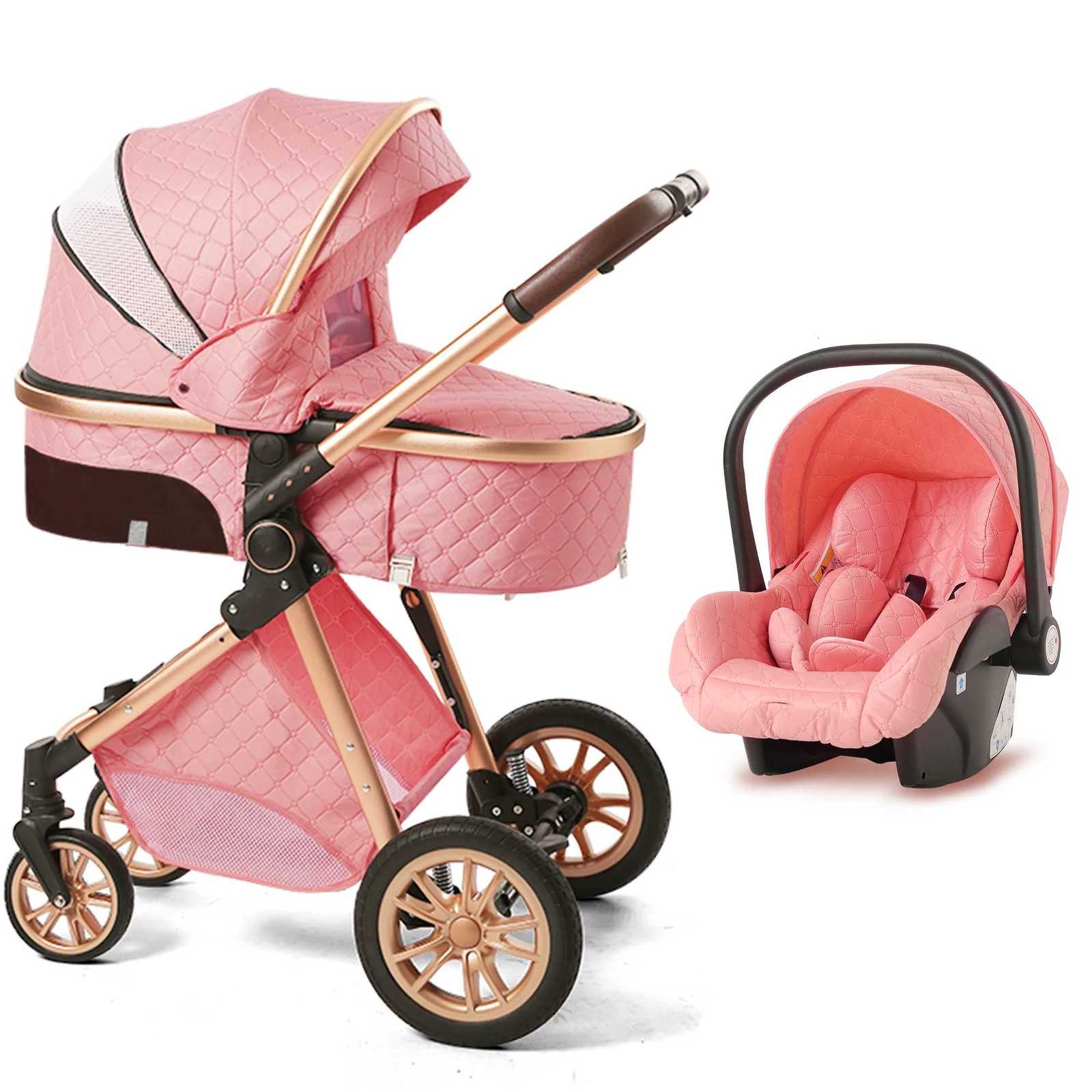 3 In 1 Luxury Pram High Landscape Baby Stroller Folding Pushchair Vista Stroller With Reversible Stroller Seat W250910