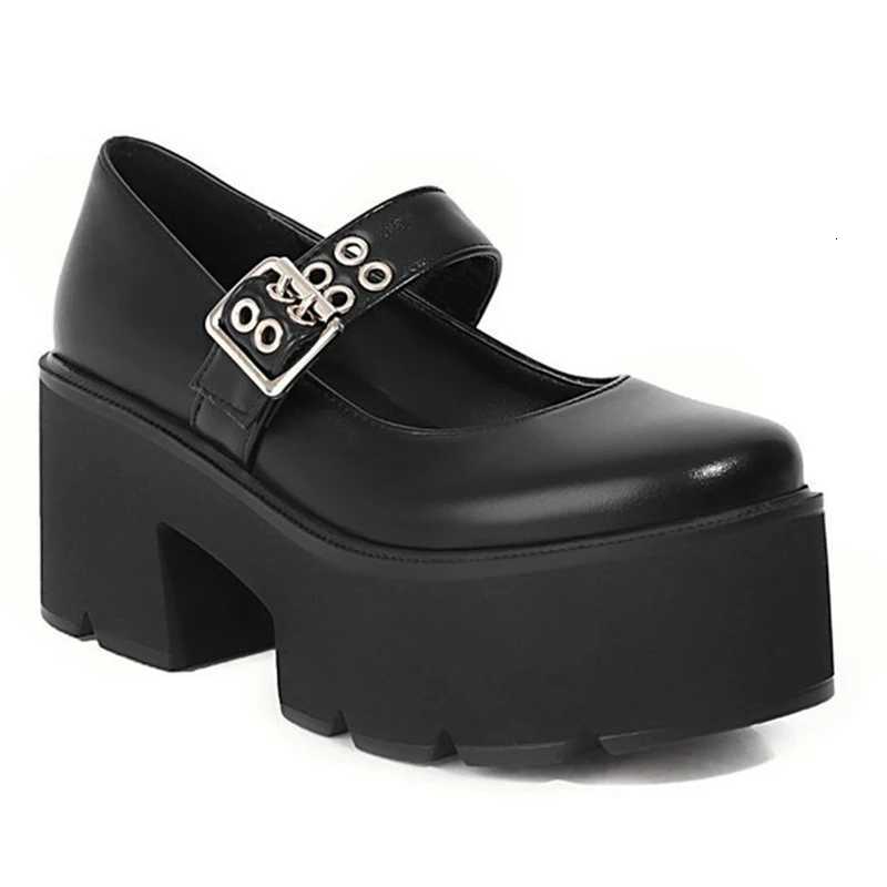 Spring and autumn new Mary Jane small leather shoes women black round toe thick sole thick highheeled shoes W250910