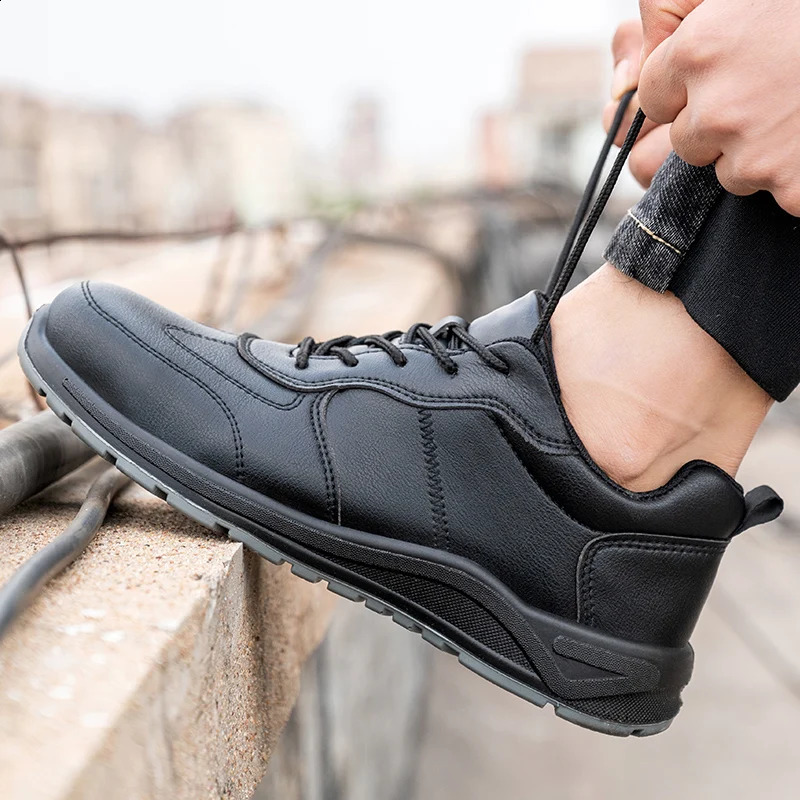 Male Steel Toe Cap Safety Shoes Waterproof Work Indestructible Sneakers Men Antipuncture Security Footwear 250909